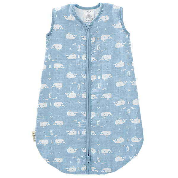 Slaapzak muslin 2-laags Whale Dawn Blue