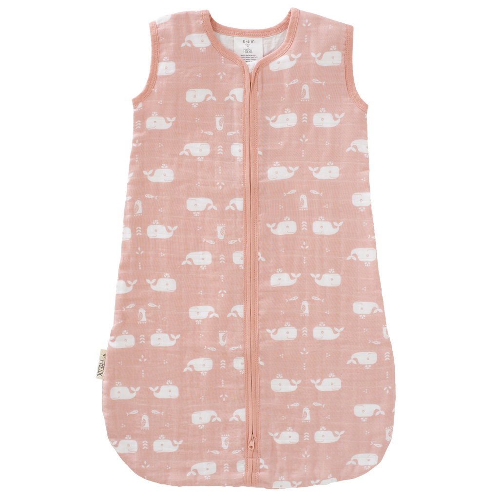 Slaapzak muslin 2-laags Whale Mellow Rose